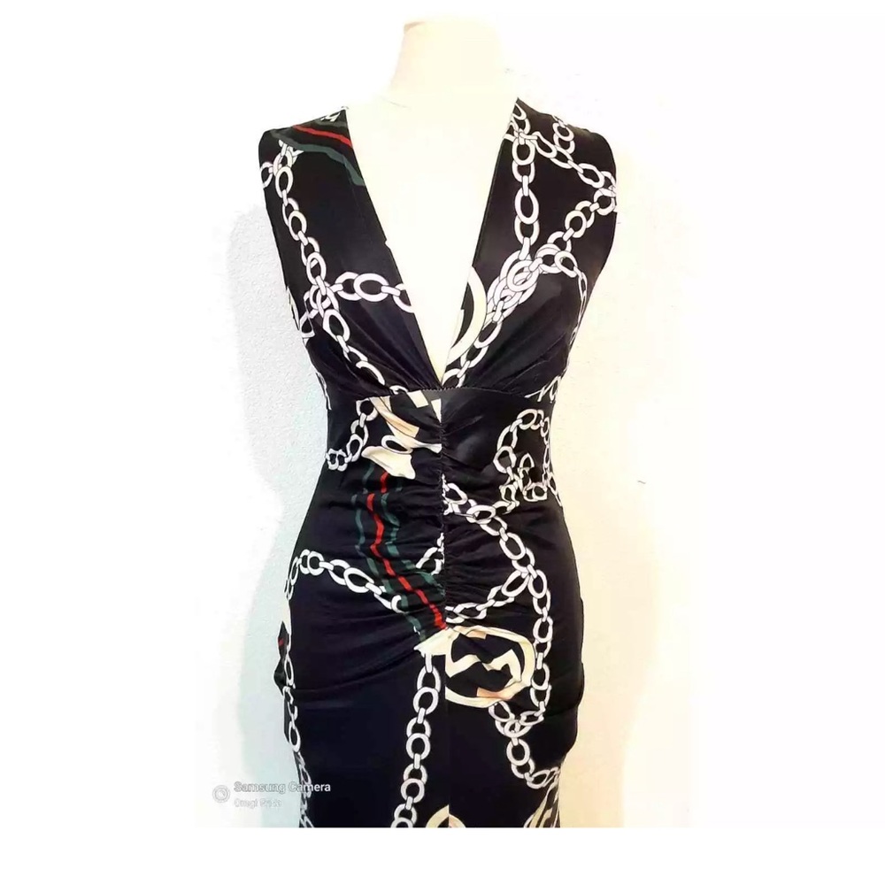 Designer Chain Print Dress - Picture 4 of 11